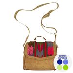 Bolso Bandolero con Tejido Típico y Cuerpo de Corcho Natural Colores Surtidos