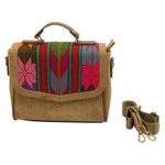 Bolso Bandolero con Tejido Típico y Cuerpo de Corcho Natural Colores Surtidos
