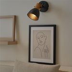 Lámpara de Pared E2 Negro y Madera 1 Luz