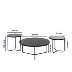 Set de 3 Mesas de Centro Trento Gris y Negro