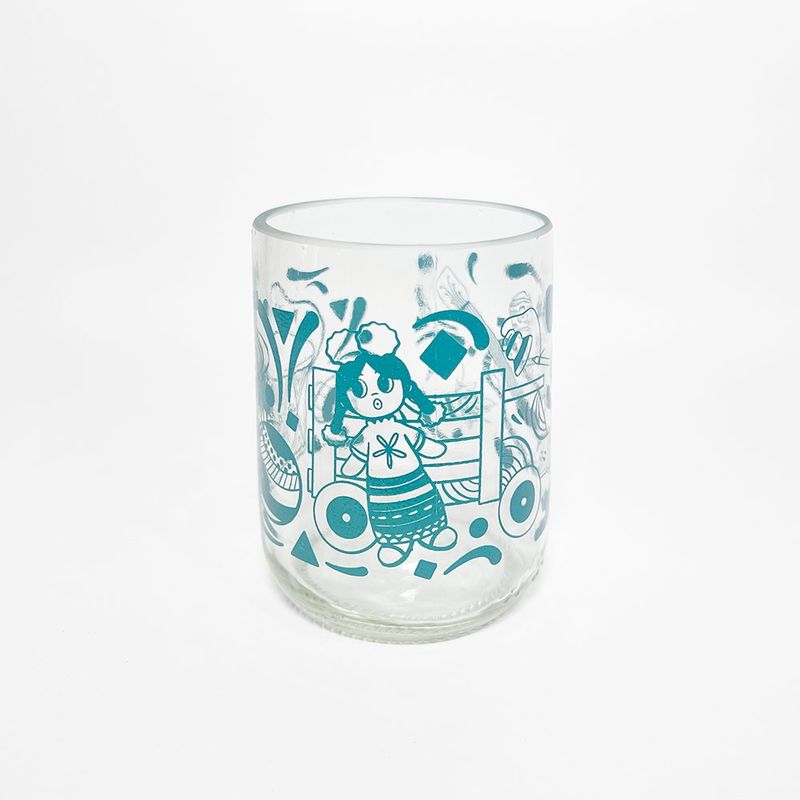 Vaso de Vidrio Diseño Muñequitas