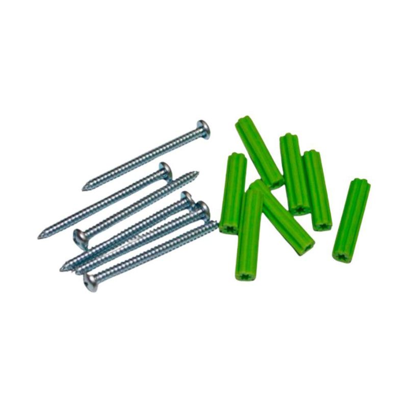 Tornillo Galvanizado con Tarugo para Instalación en Muro de 1/4 x 1 1/2 Plg en Set de 6 Uds