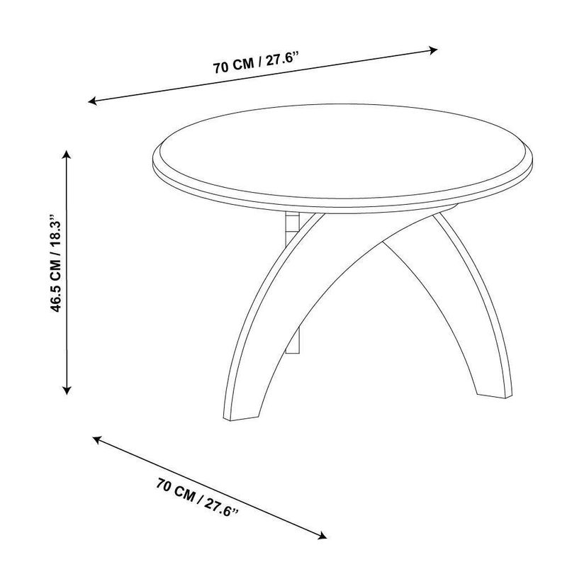 Mesa Auxiliar Redonda Café/Blanco Mdf 70x70x46.5 Cm - Z