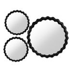 Set de Espejos Decorativos Redondos Marco Ondulado Negro 3 Pzas
