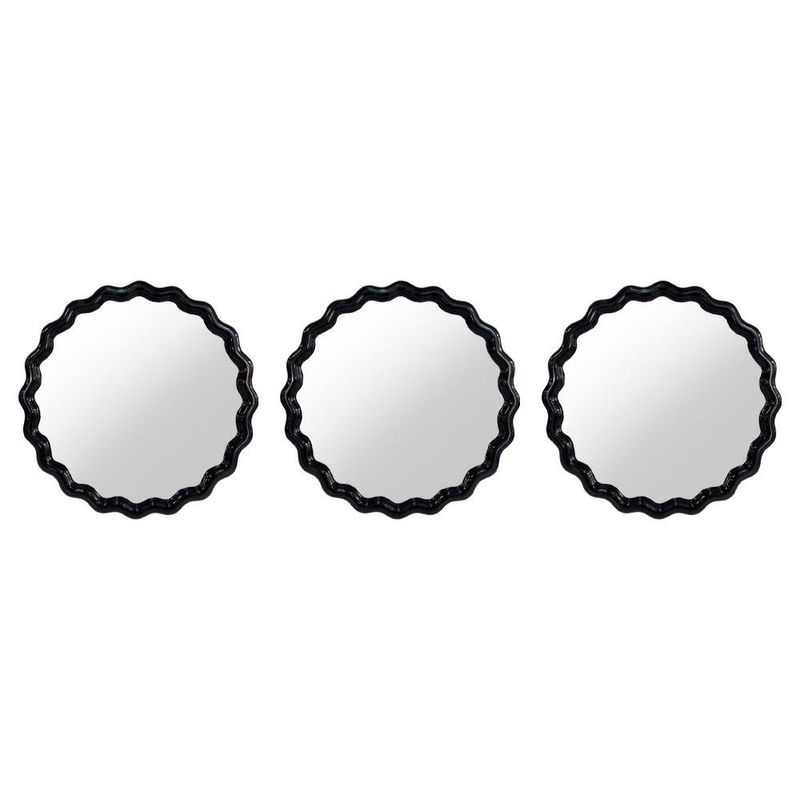 Set de Espejos Decorativos Redondos Marco Negro 3 Pzas