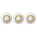 Set de 3 Espejos de Pared Redondos 25 cm Diseño Floral Dorado
