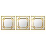 Set de Espejos Decorativos Cuadrados Marco Dorado 3 Pzas