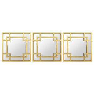 Set de Espejos Decorativos Cuadrados Marco Dorado 3 Pzas