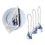 Set de Servilleteros Beige con Líneas Continuas Azul