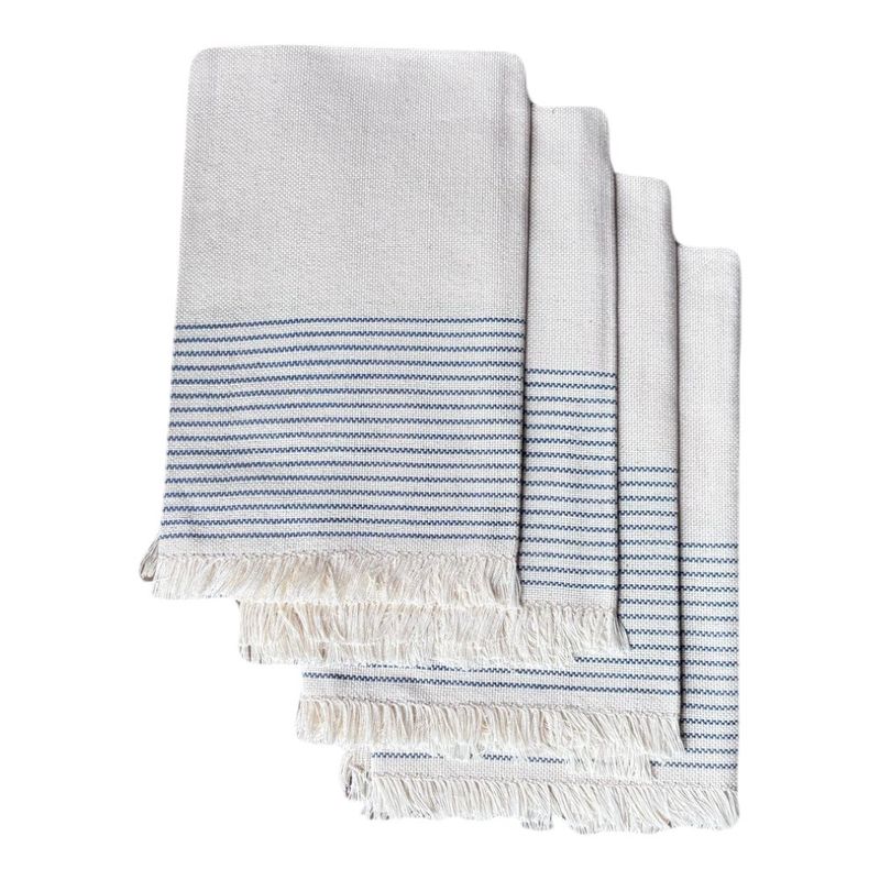 Set de Servilletas Beige con Líneas Continuas Azul Marino