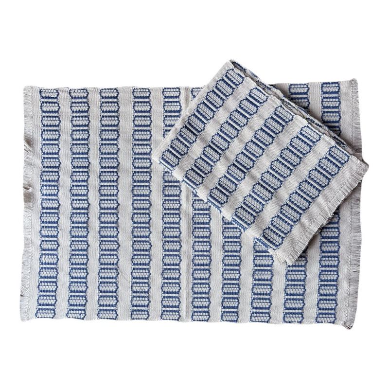 Individual Tejido con Óvalos en Tonos Azul y Beige