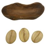 Base de Madera de Raíz de Café con 3 Granos Decorativos