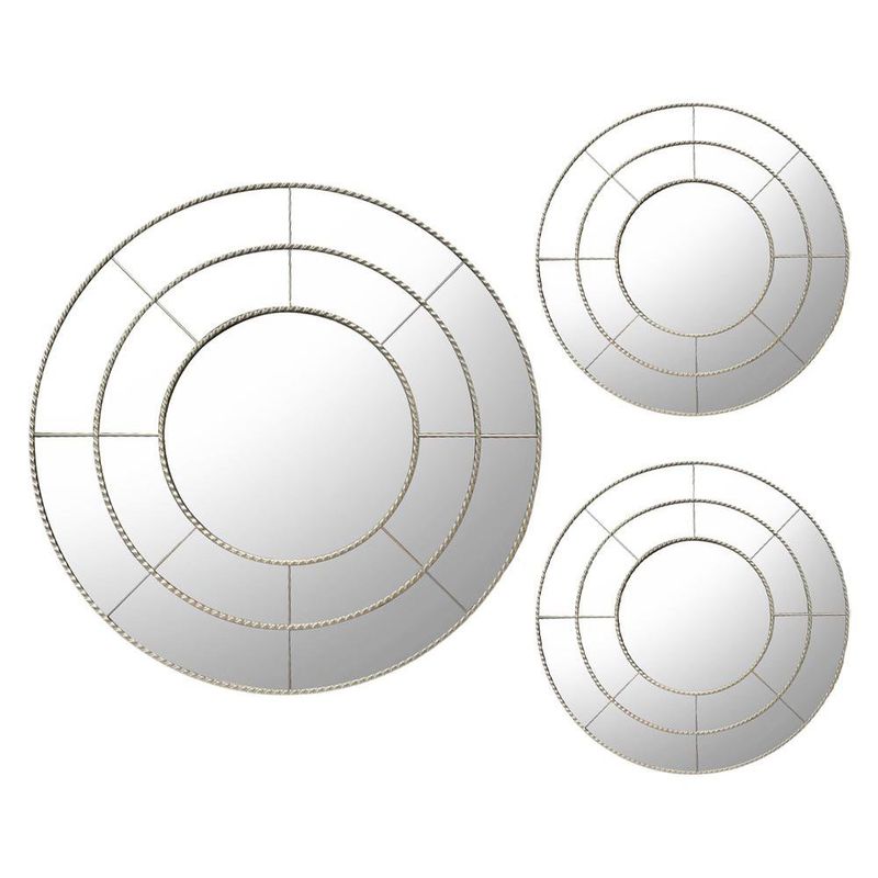 Espejos Decorativos Redondos Dorado 3 Pzas