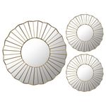 Set de 3 Espejos de Pared Redondos Decorativos con Marco Dorado