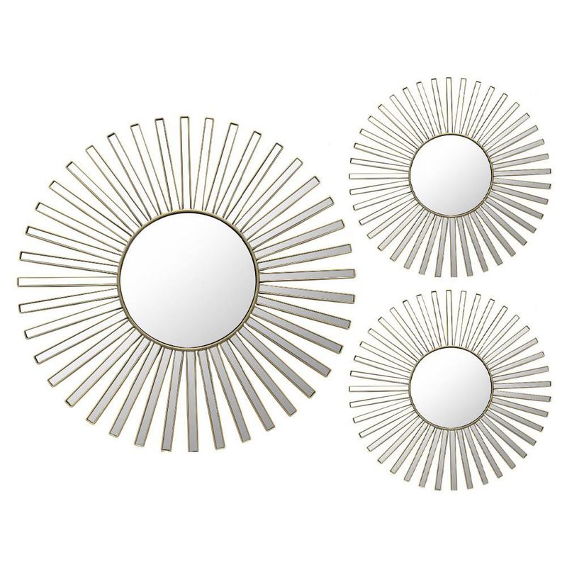 Set de Espejos Decorativos Rayos Dorado 3 Pzas