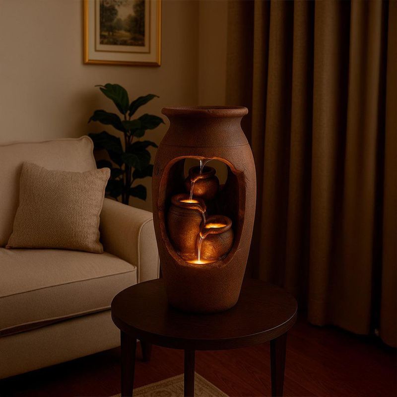 Fuente Decorativa Artesanal Diseño Jarras con Luz