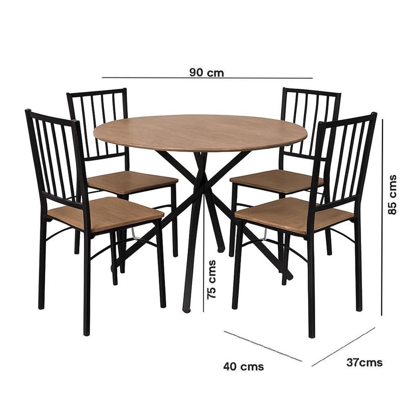 Comedor Redondo de 4 Sillas Café