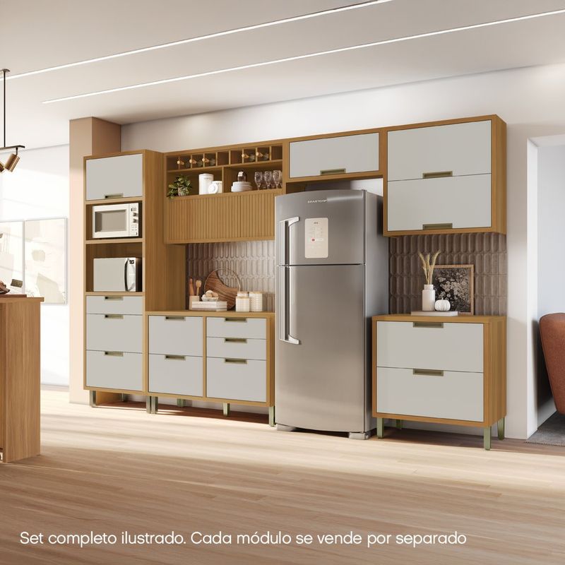 Gabinete de Cocina Aéreo Blanco y Café 2 Gavetas