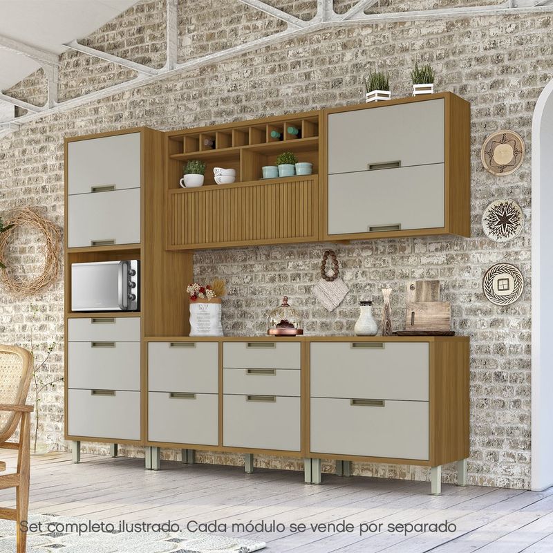 Gabinete de Cocina Aéreo Blanco y Café 2 Gavetas