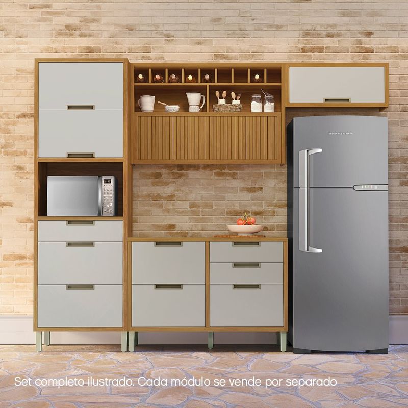 Gabinete de Cocina Aéreo Blanco y Café 2 Gavetas