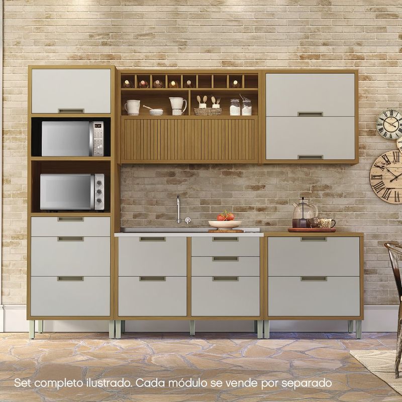 Gabinete de Cocina Aéreo Blanco y Café 2 Gavetas