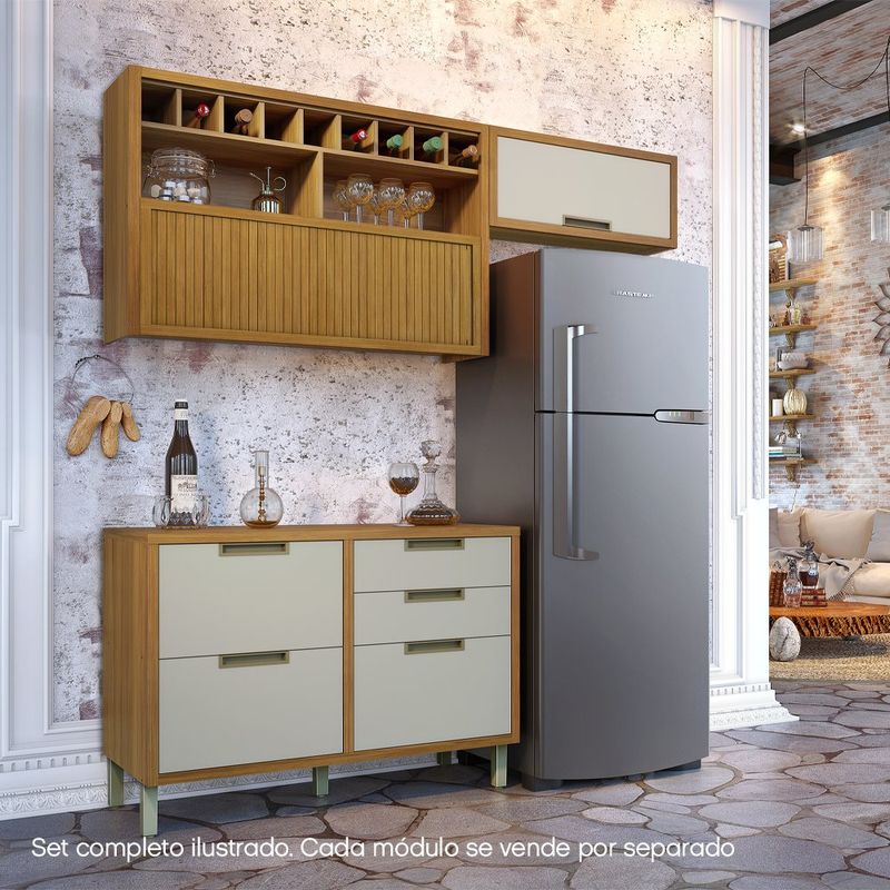 Gabinete de Cocina Aéreo Blanco y Café 2 Gavetas