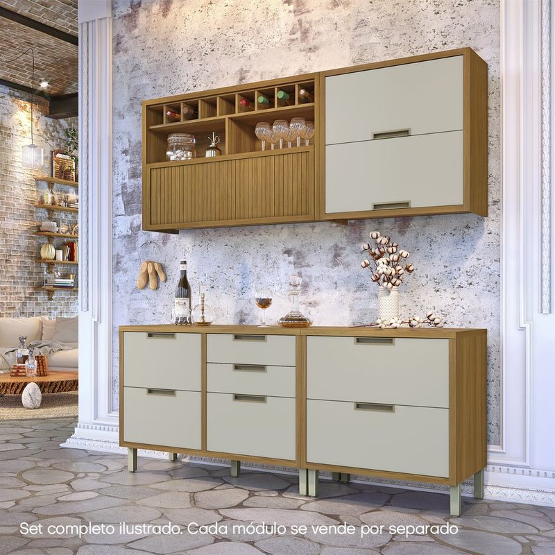 Gabinete de Cocina Aéreo Blanco y Café 2 Gavetas