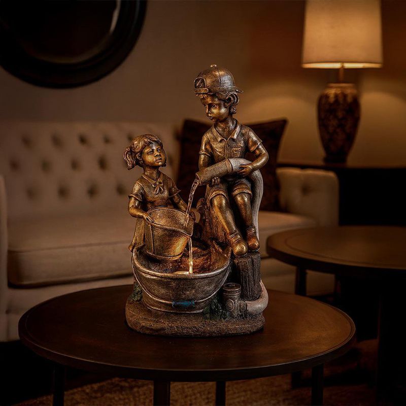 Fuente Decorativa con Luz Diseño Niños con Cubeta 2.5 Ml