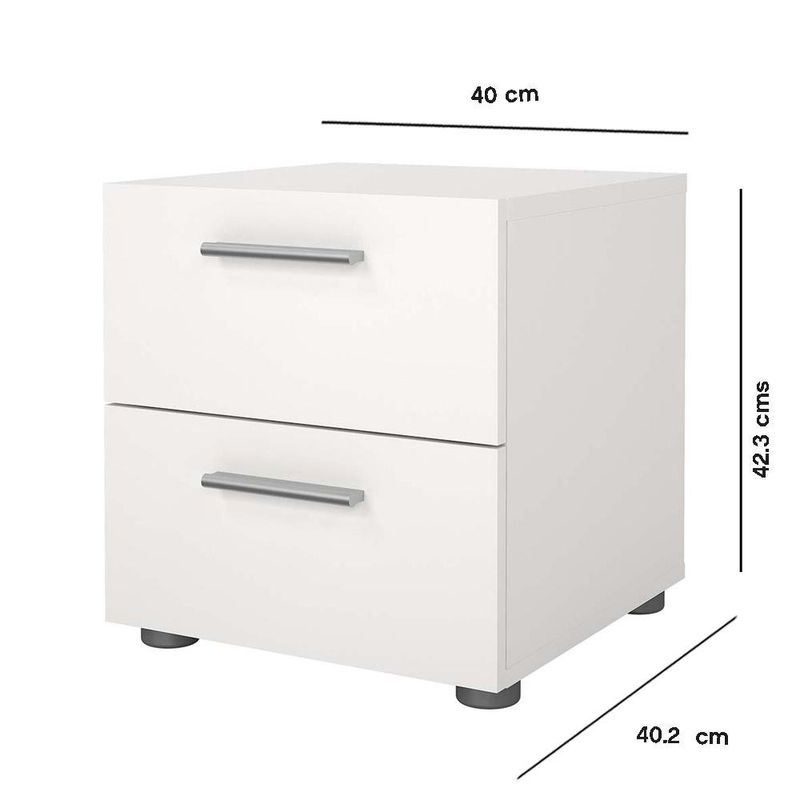 Mesa de Noche Turin Blanca 2 Cajones