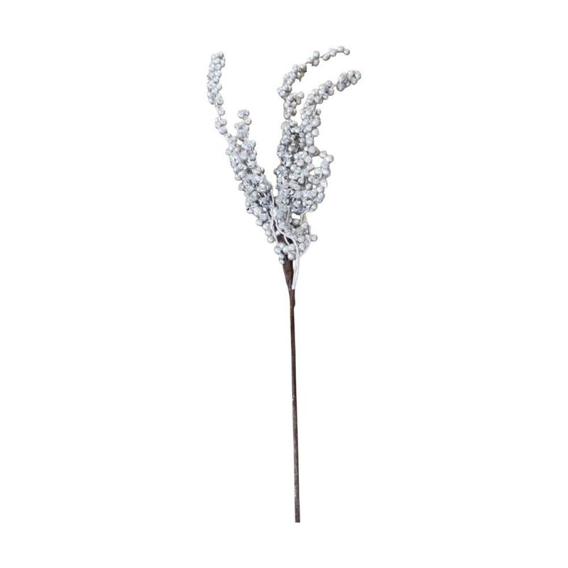 Rama Decorativa Plateada con Bayas de 60 Cm