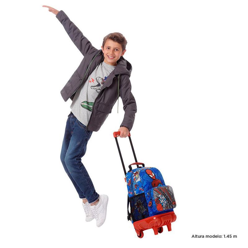 Mochila con Ruedas Spiderman Pop M con Bolsillo Frontal