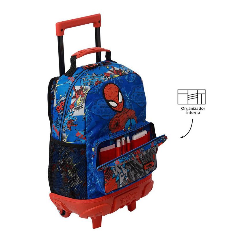 Mochila con Ruedas Spiderman Pop M con Bolsillo Frontal