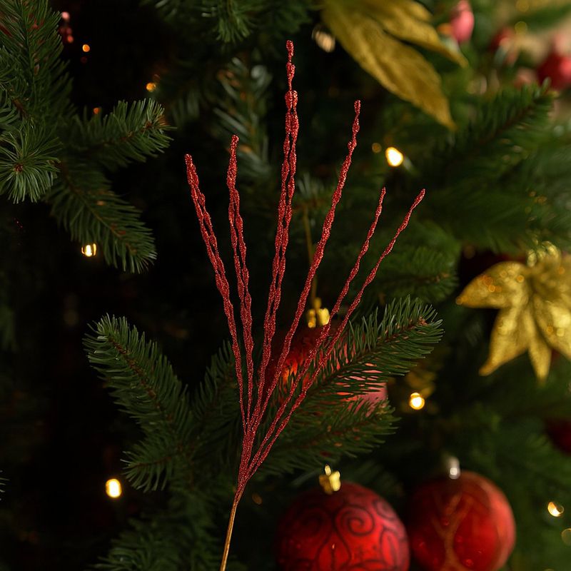 Ramas Decorativas Rojas en Espiral con Brillos de 64 Cm