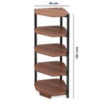 Estante Esquinero 5 Niveles Café con Estructura Metálica