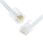 Cable de Teléfono Plano RJ11 4 Conductores Color Blanco de 7.62 M