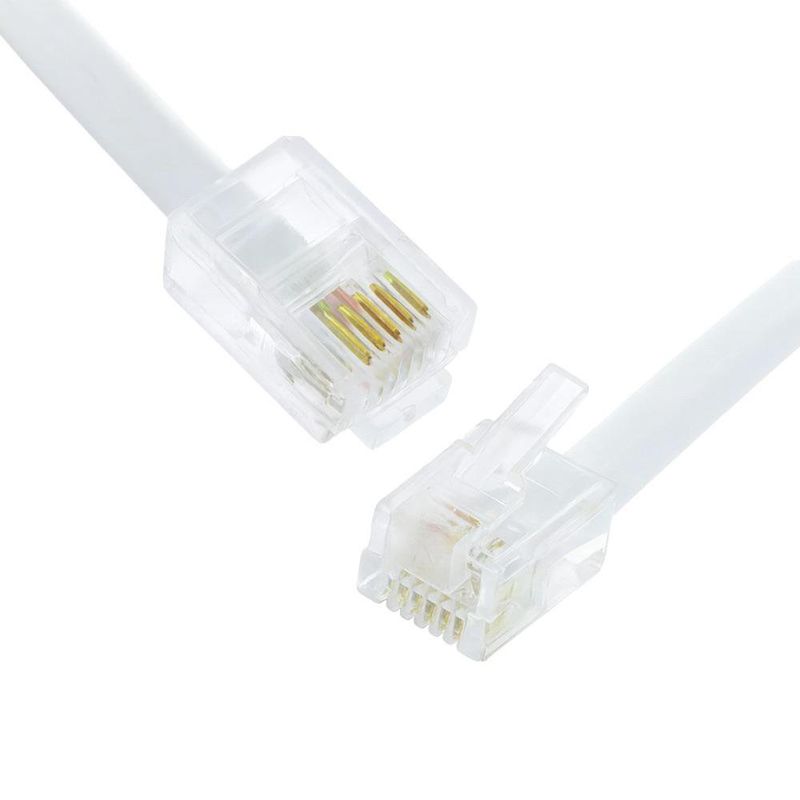 Cable de Teléfono Plano RJ11 4 Conductores Color Blanco de 7.62 M