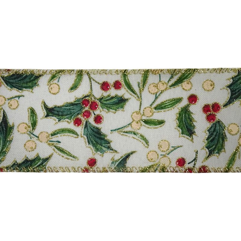 Listón con Estampado Holly y Bayas