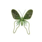 Mariposa Decorativa Verde con Brillos y Detalles de Pedrería