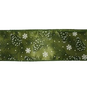 Listón Verde con Conos y Copos