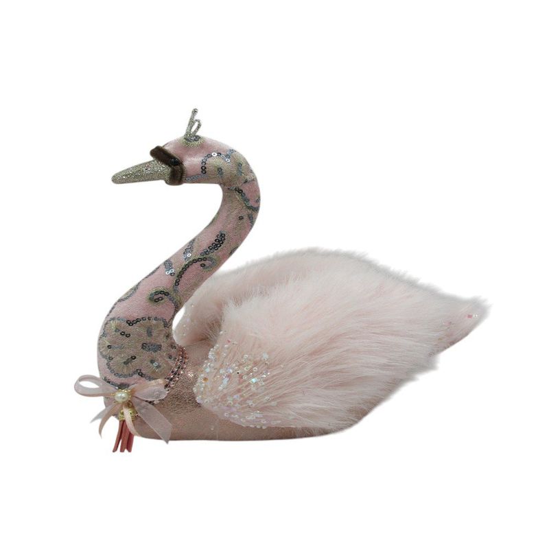 Cisne Decorativo Rosado con Brillos