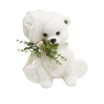 Oso Sentado Blanco con Detalles Verdes