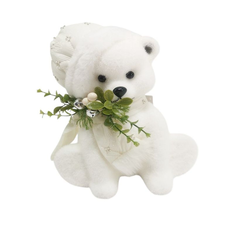 Oso Sentado Blanco con Detalles Verdes