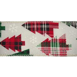 Listón Navideño de Árboles de 2.5 plg x 10 yardas Color Rojo y Verde