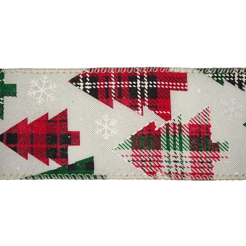 Listón Navideño de Árboles de 2.5 plg x 10 yardas Color Rojo y Verde