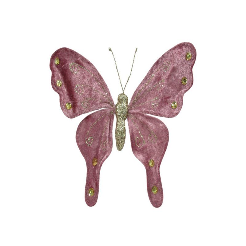 Mariposa Decorativa Rosa con Brillos y Piedras