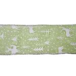 Listón Navideño Figuras Blancas de 2.5 plg x 10 yardas Color Verde