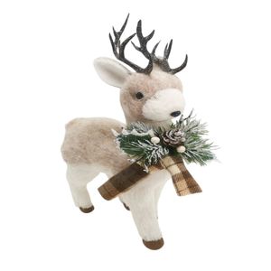 Reno Parado con Collar Blanco y Café