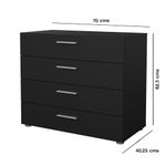Gavetero Turin Negro de 4 Gavetas