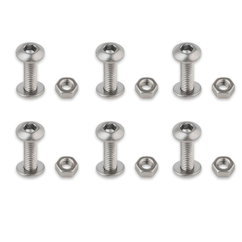 Set de 6 Tornillos Allen Inoxidables Cilíndricos con Tuerca de 6 x 30 mm