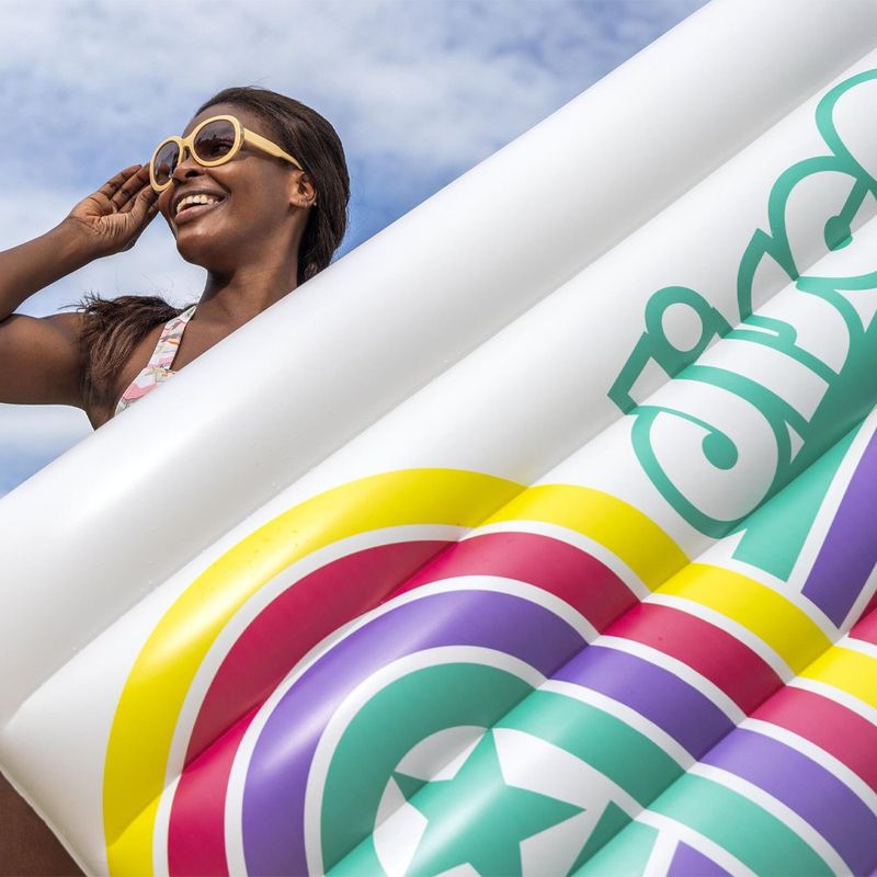 Flotador Inflable Tipo Cama con Diseño Disco Retro